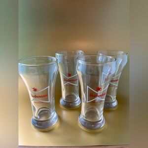 Vintage 6" Tall Budweiser Beer Glasses Set of 4